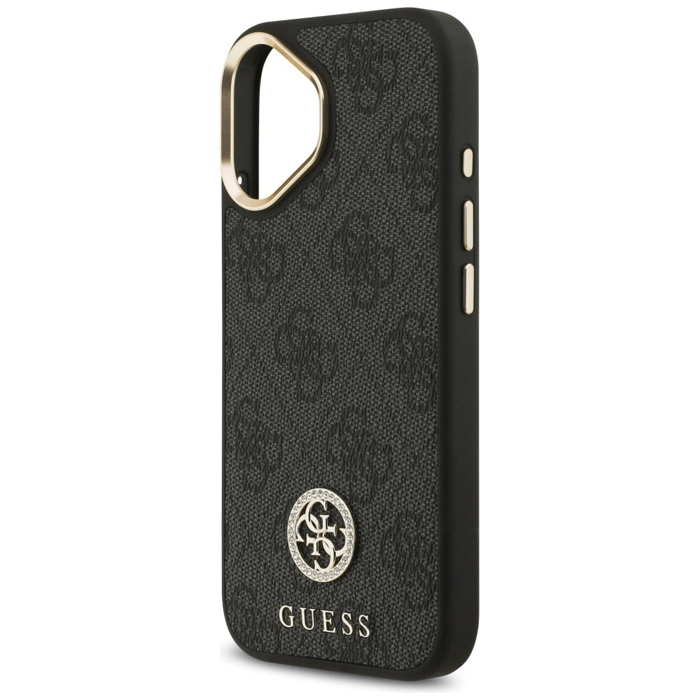 Husa MagSafe pentru Apple iPhone 17, Guess, 4G Strass Logo, Neagra