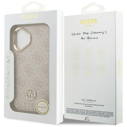 Husa MagSafe pentru Apple iPhone 17, Guess, 4G Strass Logo, Roz