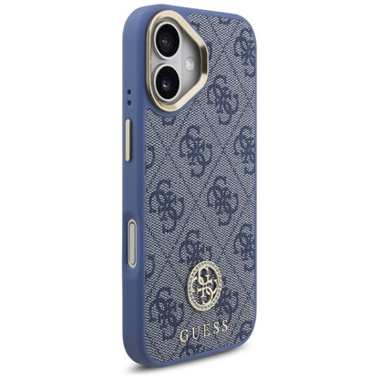 Husa MagSafe pentru Apple iPhone 17, Guess, 4G Strass Logo with Big Strap, Albastra