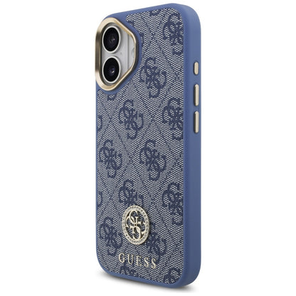 Husa MagSafe pentru Apple iPhone 17, Guess, 4G Strass Logo with Big Strap, Albastra