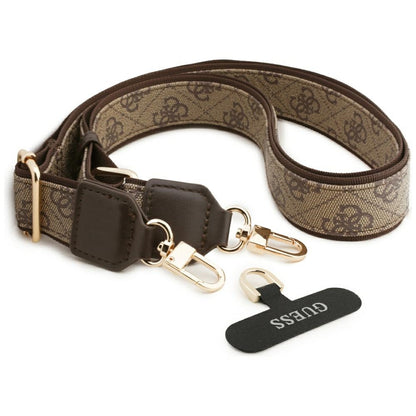 Husa MagSafe pentru Apple iPhone 17, Guess, 4G Strass Logo with Big Strap, Maro