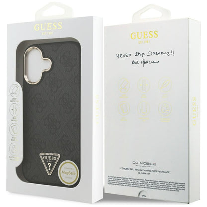 Husa MagSafe pentru Apple iPhone 17, Guess, 4G Triangle Diamond Logo, Neagra