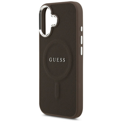 Husa MagSafe pentru Apple iPhone 17, Guess, Classic Logo, Maro