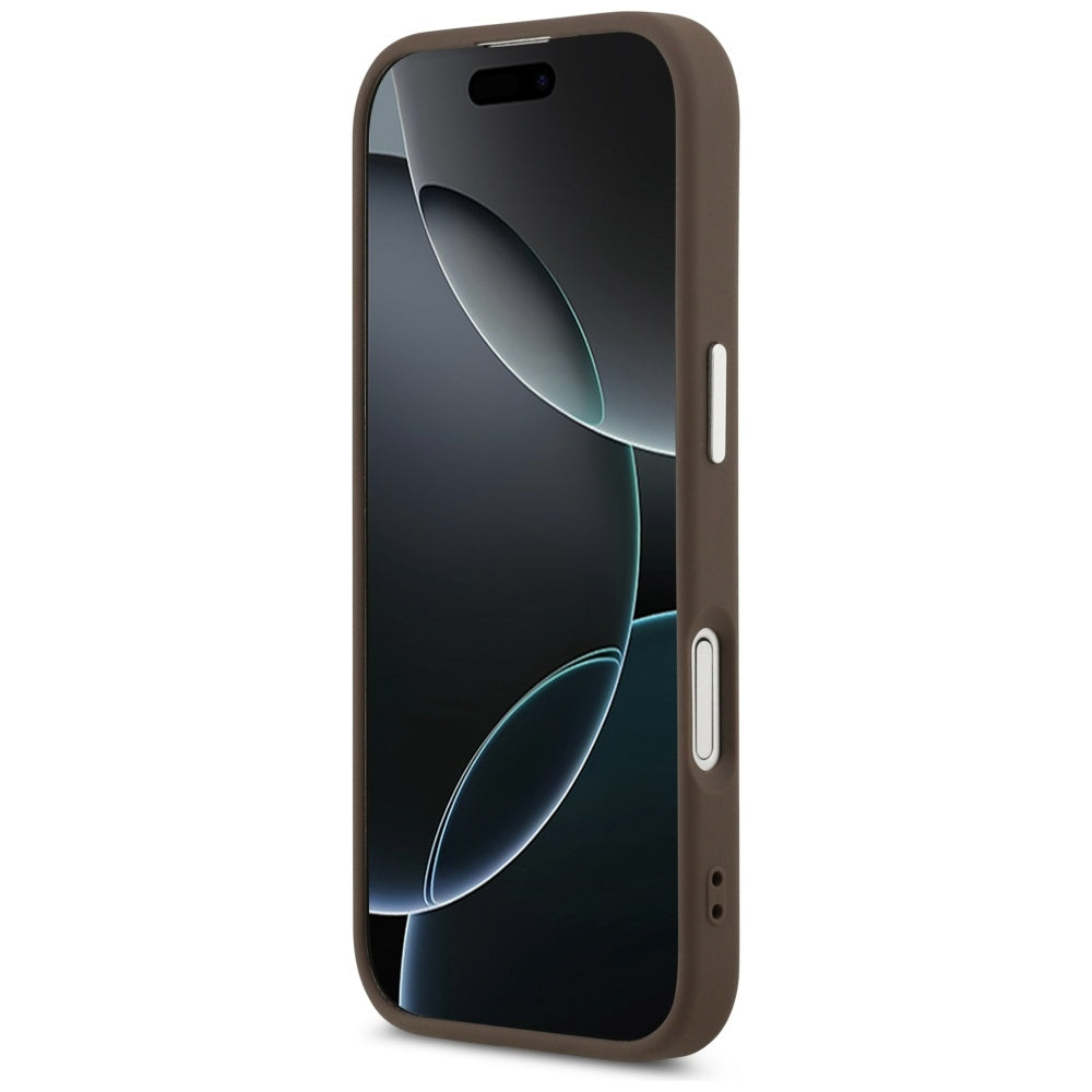 Husa MagSafe pentru Apple iPhone 17, Guess, Classic Logo, Maro