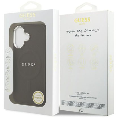 Husa MagSafe pentru Apple iPhone 17, Guess, Classic Logo, Maro