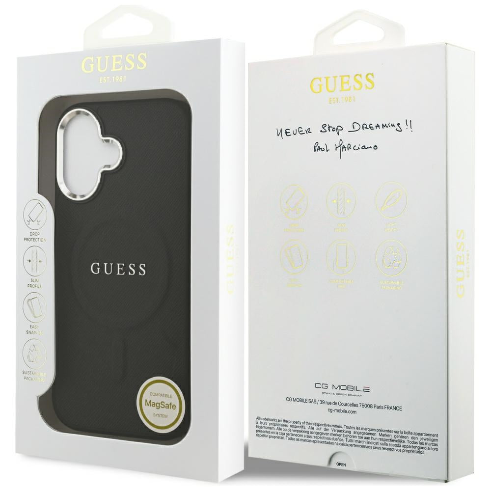 Husa MagSafe pentru Apple iPhone 17, Guess, Classic Logo, Neagra