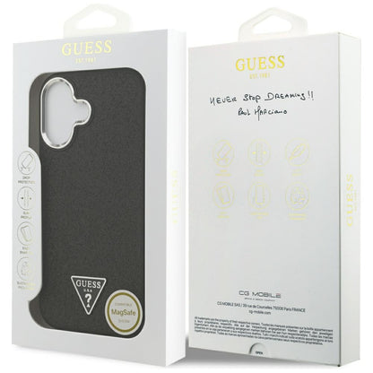 Husa MagSafe pentru Apple iPhone 17, Guess, Glitter Triangle Logo, Neagra