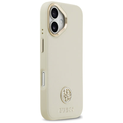 Husa MagSafe pentru Apple iPhone 17, Guess, Grained Strass Logo, Bej