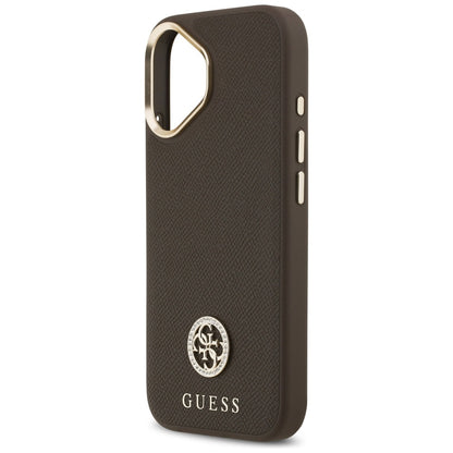 Husa MagSafe pentru Apple iPhone 17, Guess, Grained Strass Logo, Maro