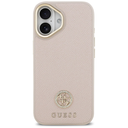 Husa MagSafe pentru Apple iPhone 17, Guess, Grained Strass Logo, Roz