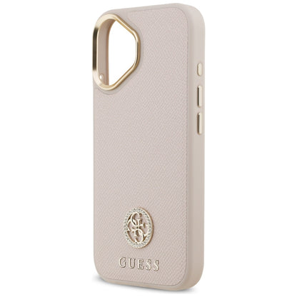 Husa MagSafe pentru Apple iPhone 17, Guess, Grained Strass Logo, Roz