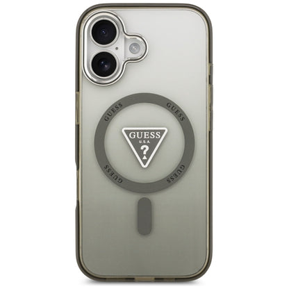 Husa MagSafe pentru Apple iPhone 17, Guess, IML Gradient Triangle Logo, Kaki Argintie