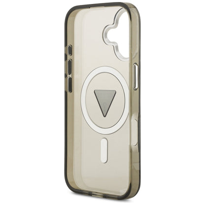 Husa MagSafe pentru Apple iPhone 17, Guess, IML Gradient Triangle Logo, Kaki Argintie