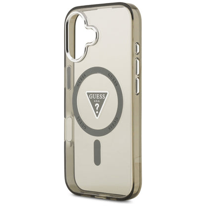 Husa MagSafe pentru Apple iPhone 17, Guess, IML Gradient Triangle Logo, Kaki Argintie