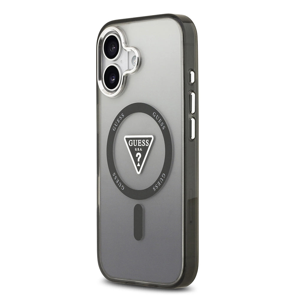 Husa MagSafe pentru Apple iPhone 17, Guess, IML Gradient Triangle Logo, Neagra