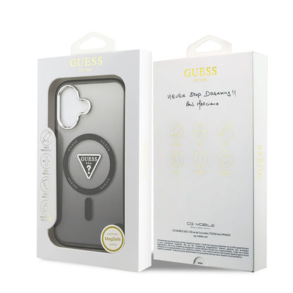 Husa MagSafe pentru Apple iPhone 17, Guess, IML Gradient Triangle Logo, Neagra