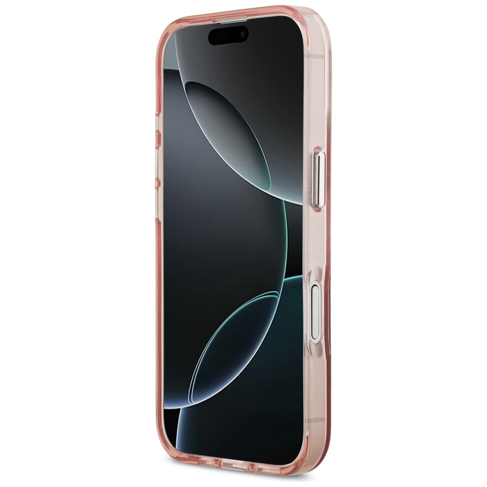 Husa MagSafe pentru Apple iPhone 17, Guess, IML Gradient Triangle Logo, Roz