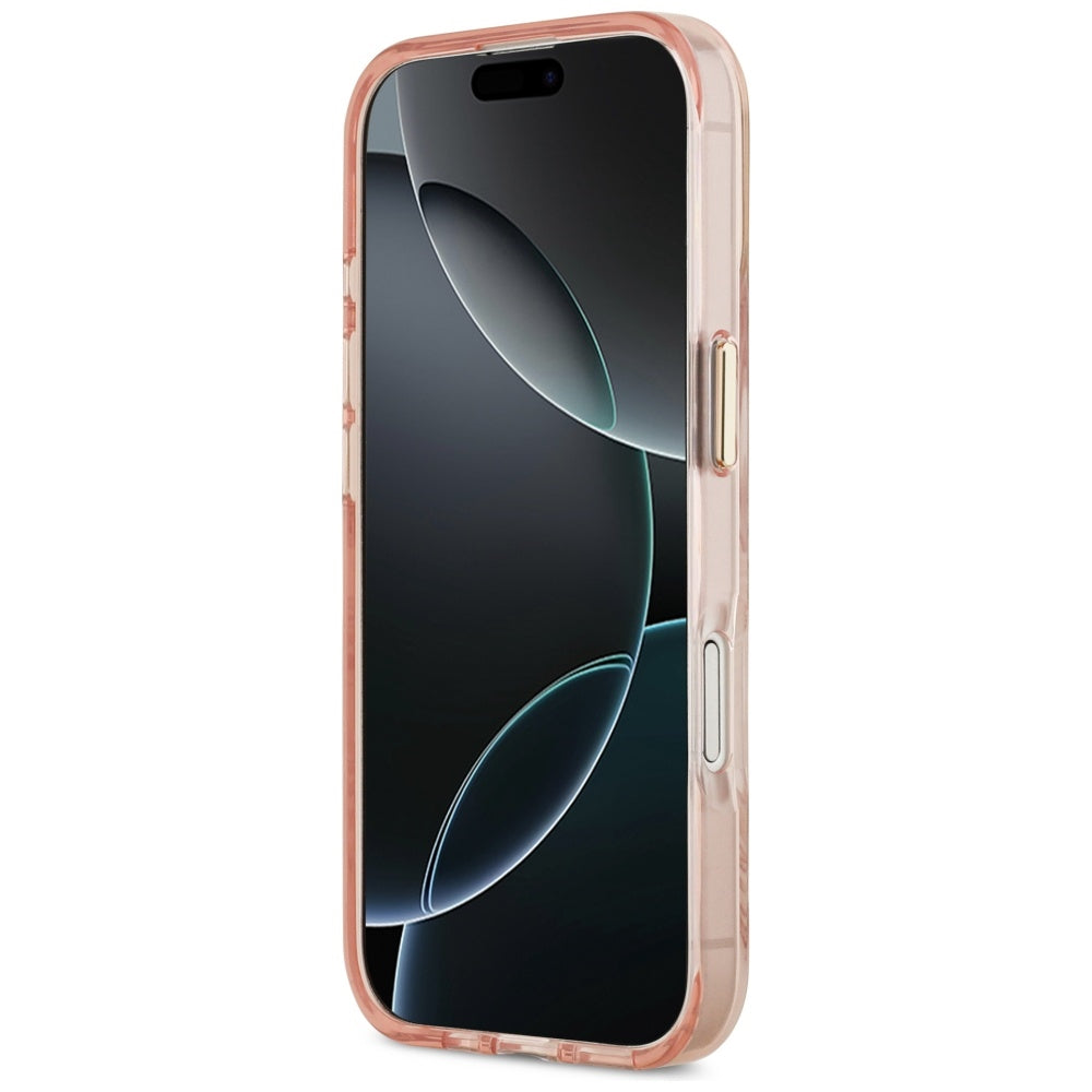 Husa MagSafe pentru Apple iPhone 17, Guess, Jungle Tonal Triangle, Roz