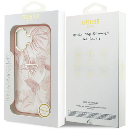 Husa MagSafe pentru Apple iPhone 17, Guess, Jungle Tonal Triangle, Roz