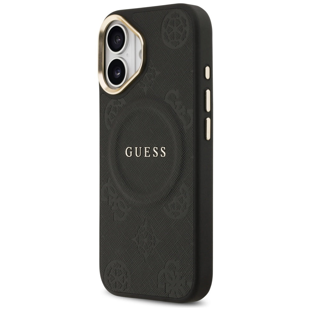 Husa MagSafe pentru Apple iPhone 17, Guess, Peony Hot Stamp, Neagra