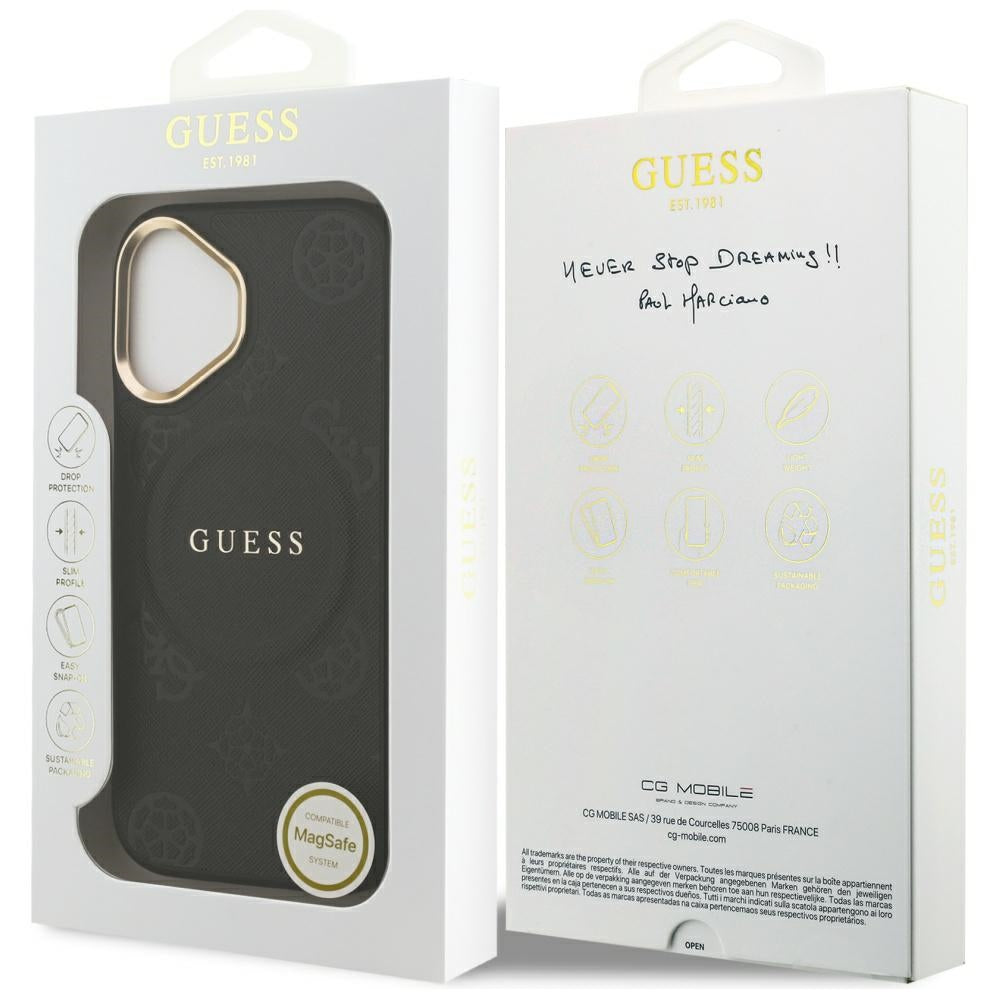 Husa MagSafe pentru Apple iPhone 17, Guess, Peony Hot Stamp, Neagra