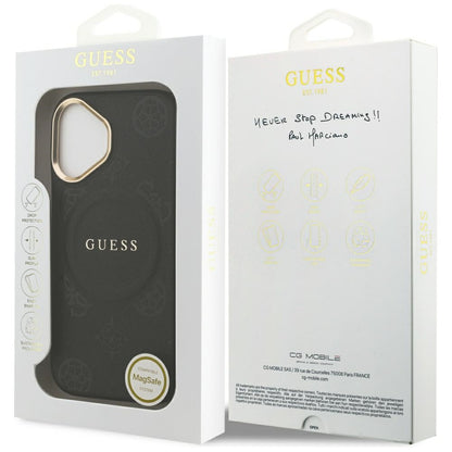 Husa MagSafe pentru Apple iPhone 17, Guess, Peony Hot Stamp, Neagra