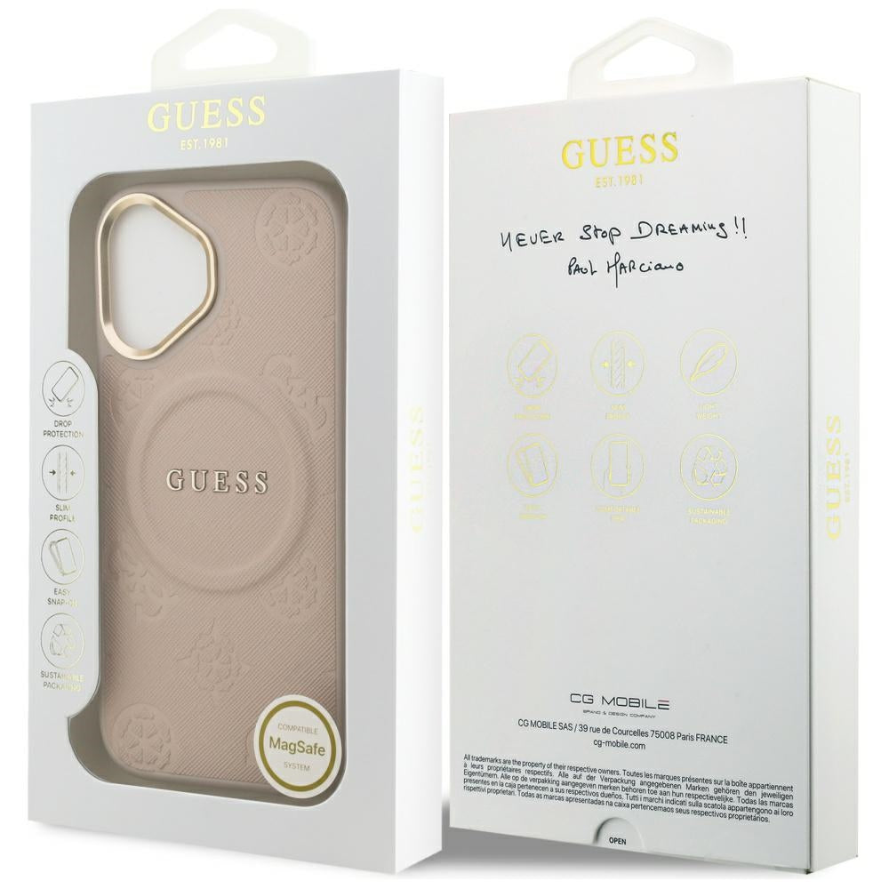 Husa MagSafe pentru Apple iPhone 17, Guess, Peony Hot Stamp, Roz