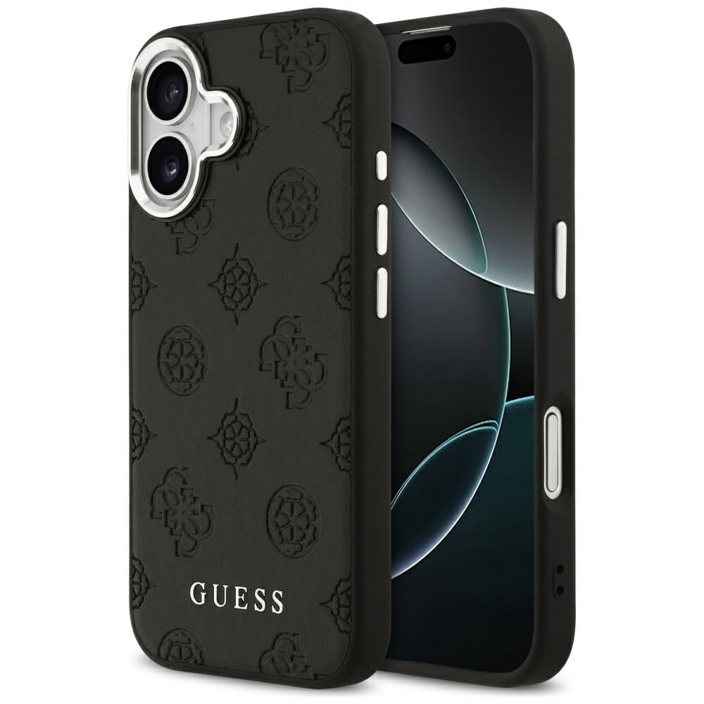 Husa MagSafe pentru Apple iPhone 17, Guess, Peony Hot Stamp Script, Neagra