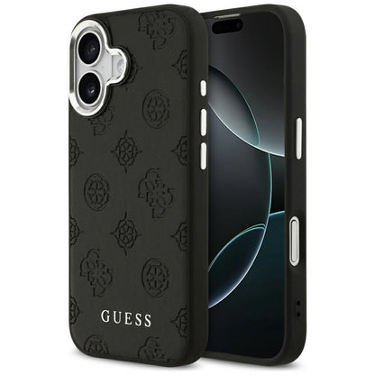 Husa MagSafe pentru Apple iPhone 17, Guess, Peony Hot Stamp Script, Neagra