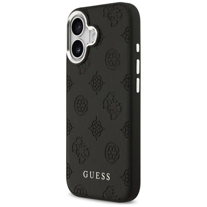 Husa MagSafe pentru Apple iPhone 17, Guess, Peony Hot Stamp Script, Neagra