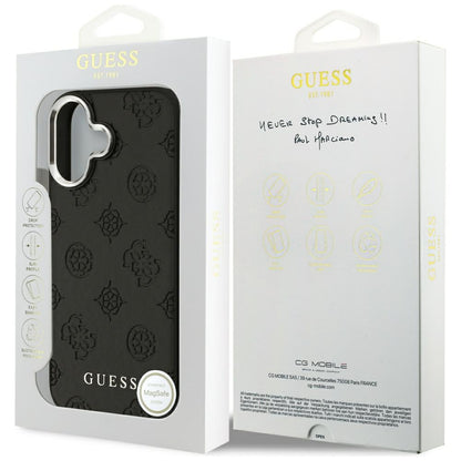 Husa MagSafe pentru Apple iPhone 17, Guess, Peony Hot Stamp Script, Neagra