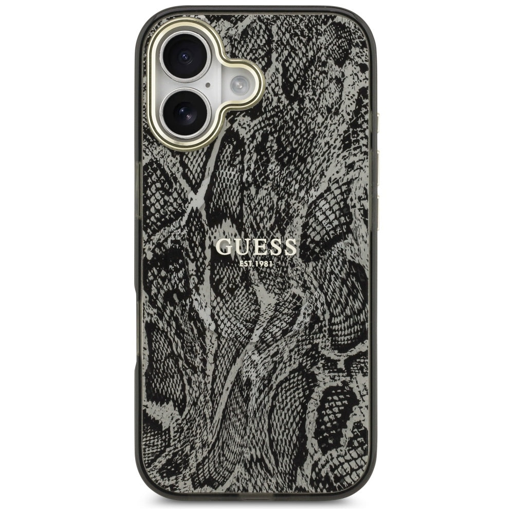 Husa MagSafe pentru Apple iPhone 17, Guess, Python Pattern, Neagra