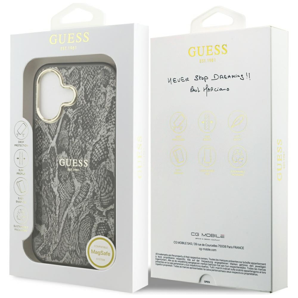Husa MagSafe pentru Apple iPhone 17, Guess, Python Pattern, Neagra