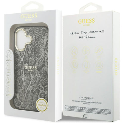 Husa MagSafe pentru Apple iPhone 17, Guess, Python Pattern, Neagra