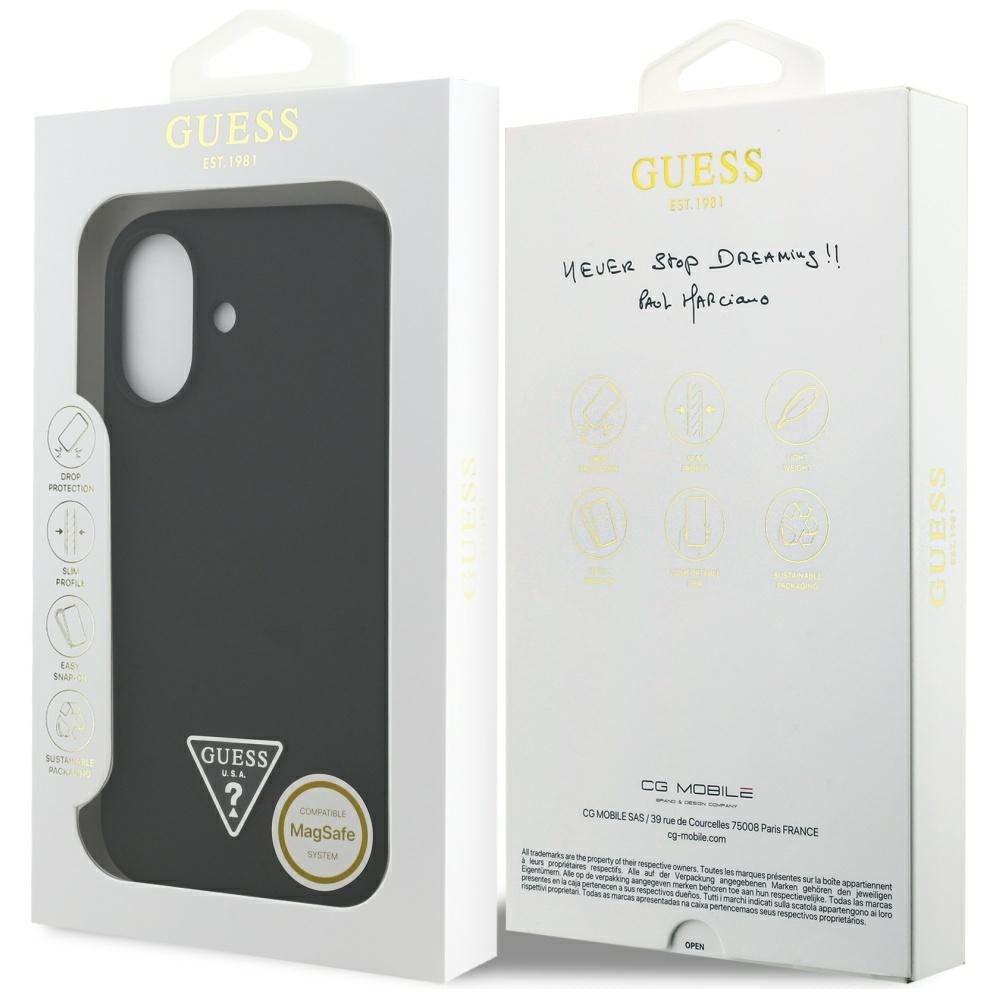 Husa MagSafe pentru Apple iPhone 17, Guess, Triangle Logo, Neagra