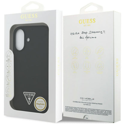 Husa MagSafe pentru Apple iPhone 17, Guess, Triangle Logo, Neagra