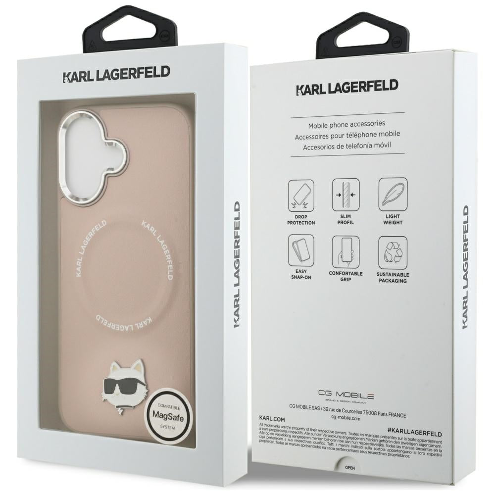 Husa MagSafe pentru Apple iPhone 17, Karl Lagerfeld, Choupette Pin, Roz