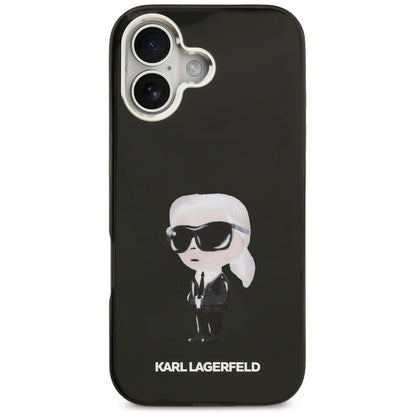 Husa MagSafe pentru Apple iPhone 17, Karl Lagerfeld, IML Aquarelle Karl Ikonik, Neagra