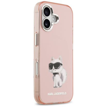Husa MagSafe pentru Apple iPhone 17, Karl Lagerfeld, IML Aquarelle Logo Choupette, Roz