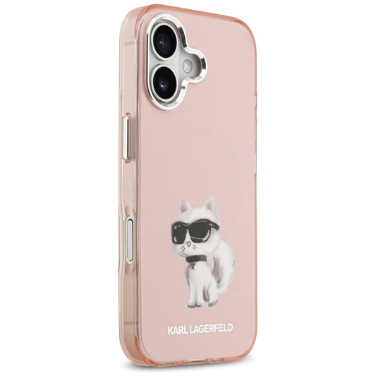 Husa MagSafe pentru Apple iPhone 17, Karl Lagerfeld, IML Aquarelle Logo Choupette, Roz
