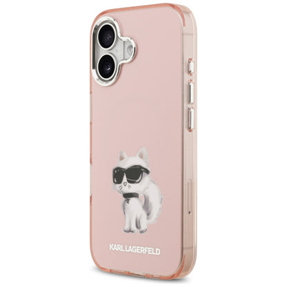 Husa MagSafe pentru Apple iPhone 17, Karl Lagerfeld, IML Aquarelle Logo Choupette, Roz