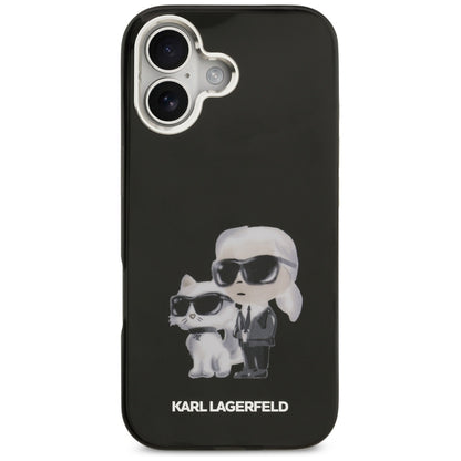 Husa MagSafe pentru Apple iPhone 17, Karl Lagerfeld, IML Aquarelle Logo Karl & Choupette, Neagra