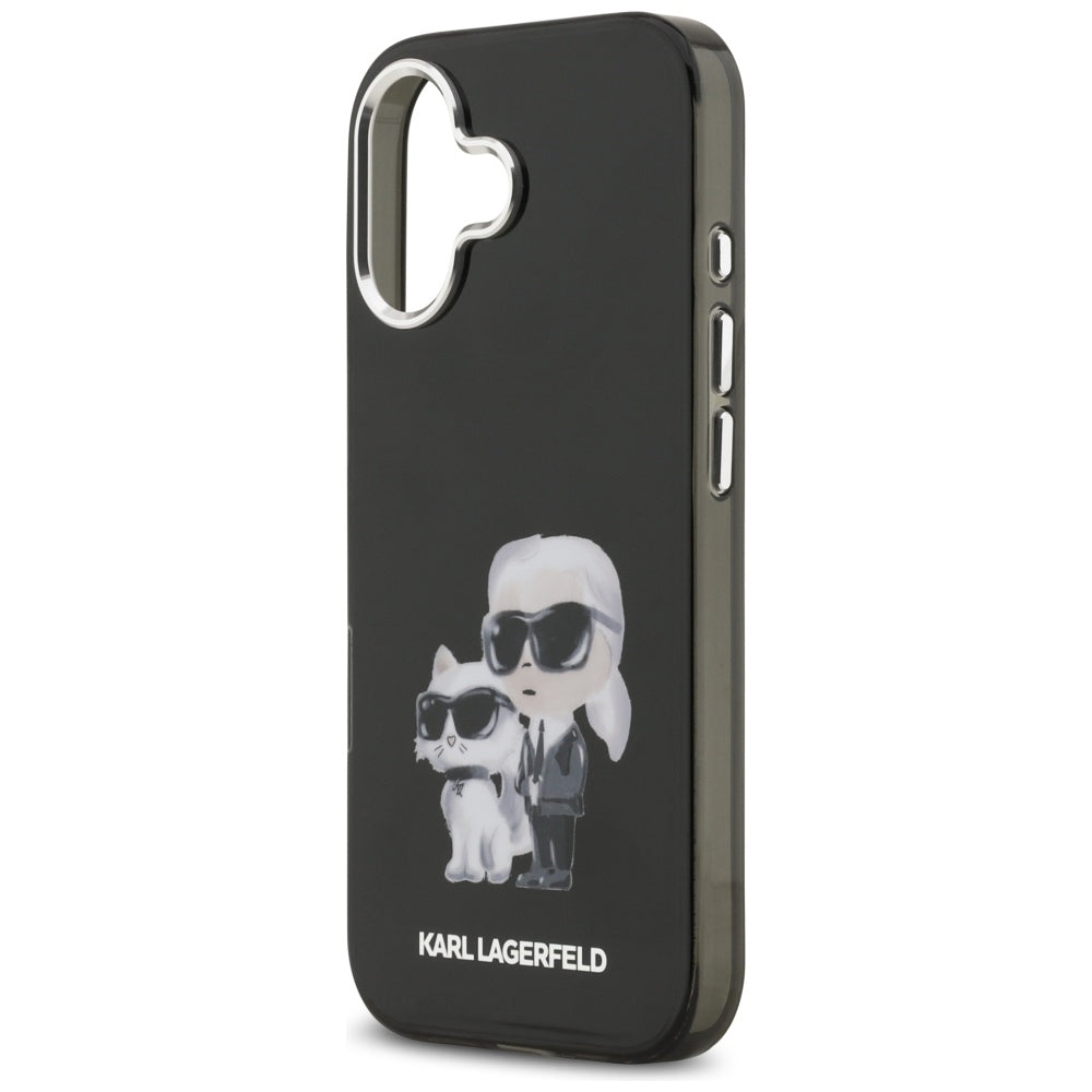 Husa MagSafe pentru Apple iPhone 17, Karl Lagerfeld, IML Aquarelle Logo Karl & Choupette, Neagra
