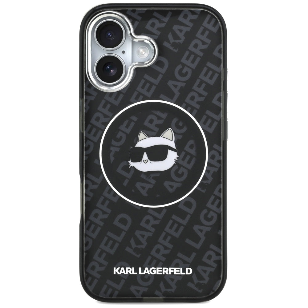 Husa MagSafe pentru Apple iPhone 17, Karl Lagerfeld, IML Choupette`s Head, Neagra