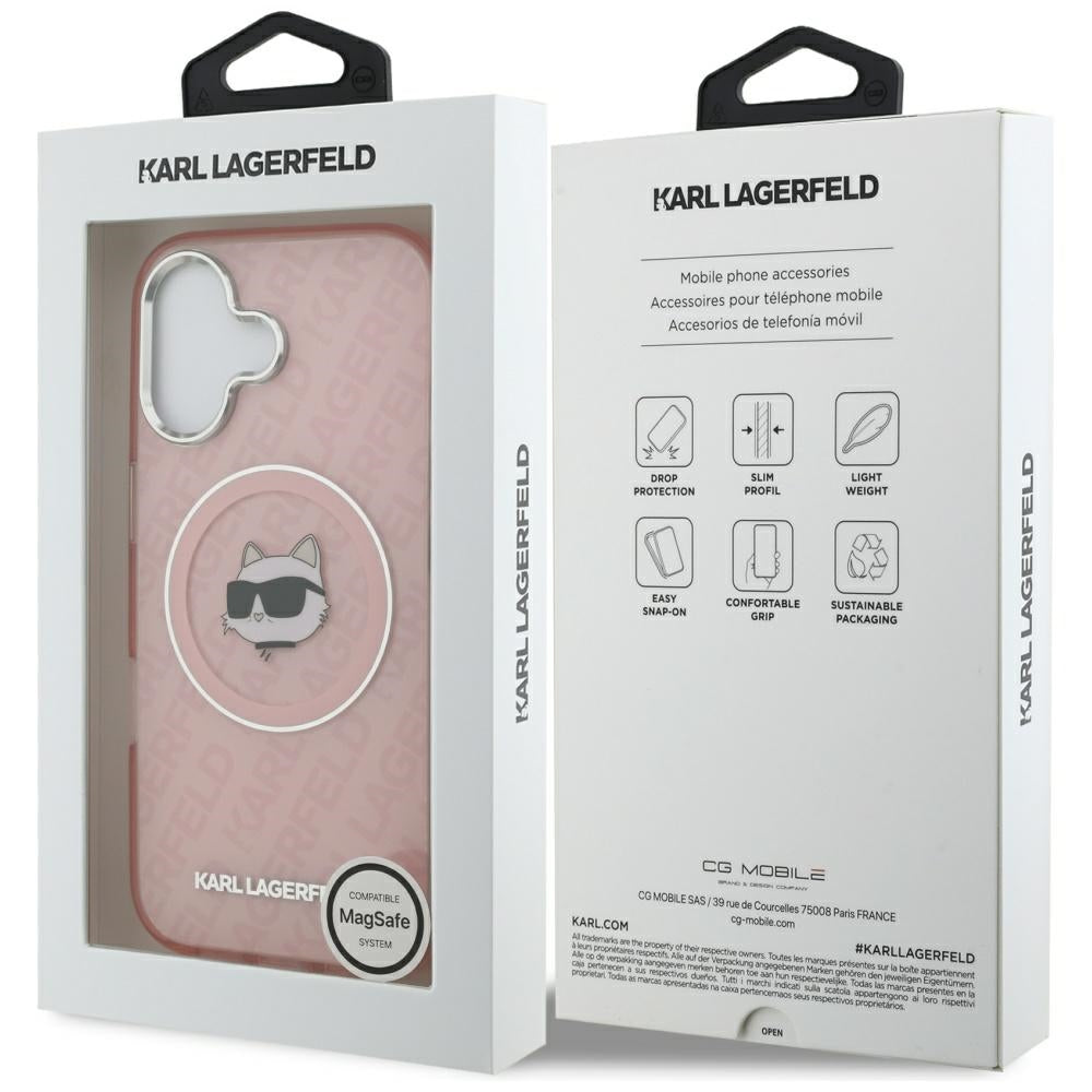 Husa MagSafe pentru Apple iPhone 17, Karl Lagerfeld, IML Choupette`s Head, Roz