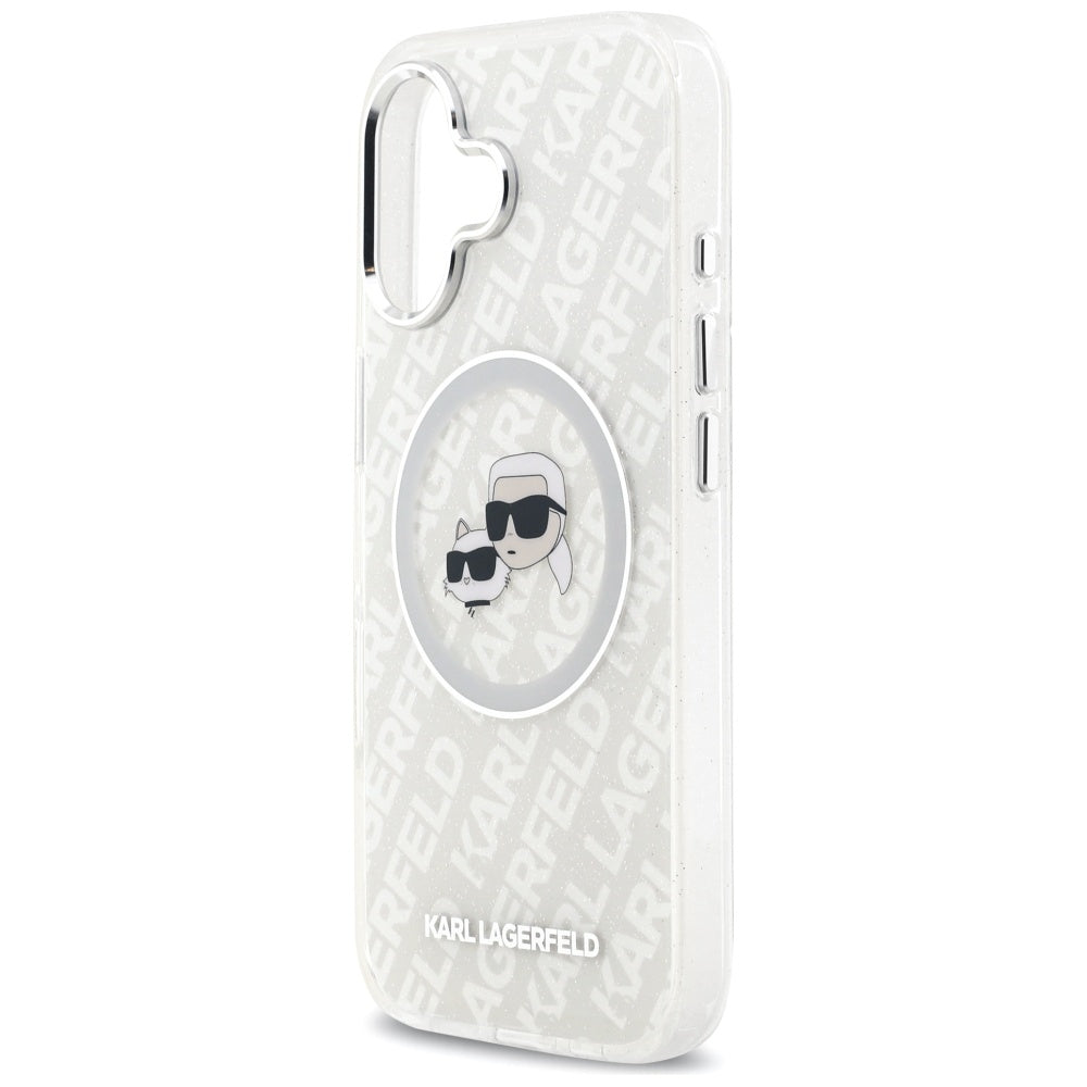 Husa MagSafe pentru Apple iPhone 17, Karl Lagerfeld, IML Glitter Karl & Choupette`s Heads, Gri