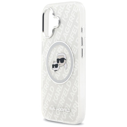 Husa MagSafe pentru Apple iPhone 17, Karl Lagerfeld, IML Glitter Karl & Choupette`s Heads, Gri
