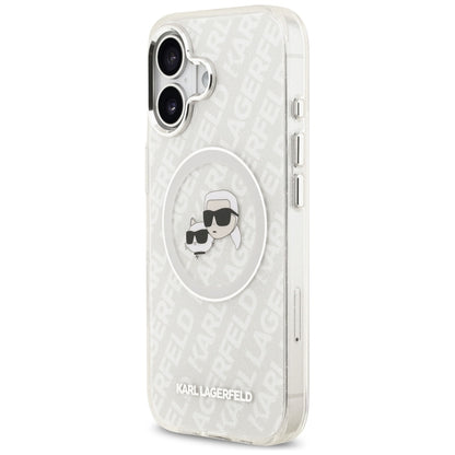 Husa MagSafe pentru Apple iPhone 17, Karl Lagerfeld, IML Glitter Karl & Choupette`s Heads, Gri