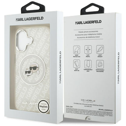 Husa MagSafe pentru Apple iPhone 17, Karl Lagerfeld, IML Glitter Karl & Choupette`s Heads, Gri