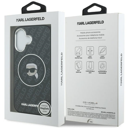 Husa MagSafe pentru Apple iPhone 17, Karl Lagerfeld, IML Karl`s Head, Neagra